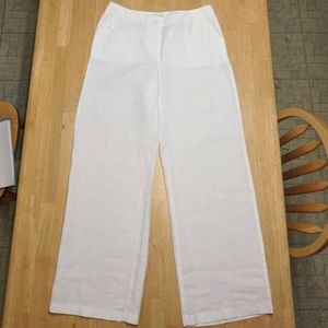 Chico's 100% Linen White Wide Leg Pants Size 10